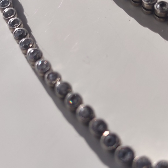 Sterling Silver Bezel Set Round White CZ Link 7" Bracelet - 10g - Picture 6 of 6